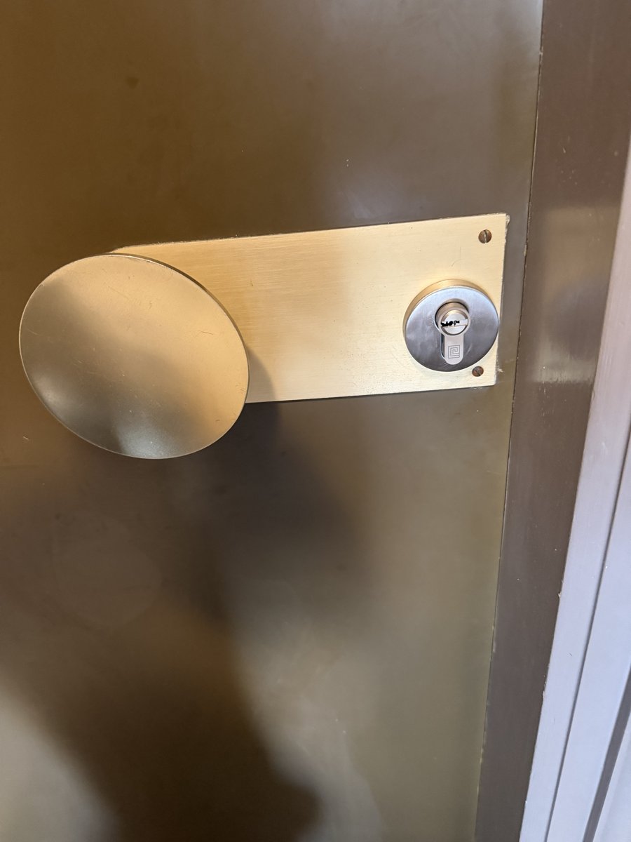 Cylindre de sécurité et poignée sur une plaque de porte
